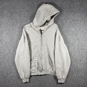 VTG Russell Athletic Blank Gray Dri Power Full Zip Up Hoodie Sweatshirt Medium